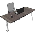 Modern Wooden Desk With Laptop Desk Lamp Metal Legs And White Chair