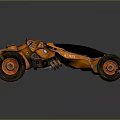 Orange Off Road Modified Car With Large Wheels Black Stripes And Futuristic Design