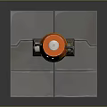 Orange Top White Body Robot Character With Antenna Mechanical Arms And Legs On Gray Platform