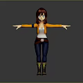 Game and Movie Character With Red Hair Orange Coat Blue Jeans Black Boots Arms Outstretched