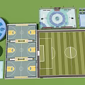 Garden Landscape Design Featuring Soccer Field Basketball Courts And Circular Areas