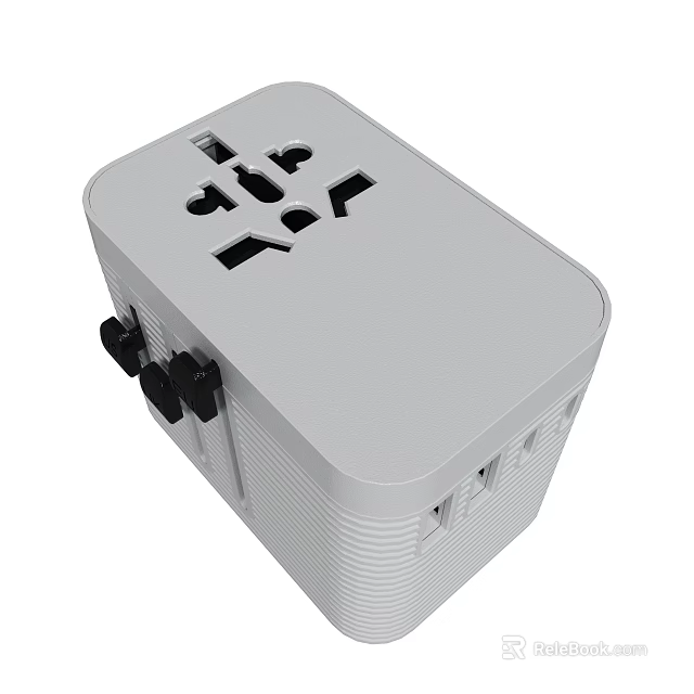 White Power Strip With Multiple Outlets And Black Switches For Daily Use 3d model 