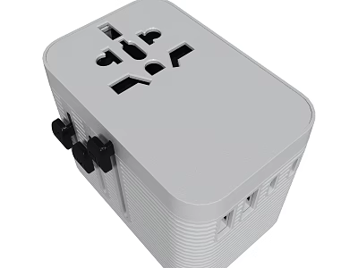 White Power Strip With Multiple Outlets And Black Switches For Daily Use 3d model