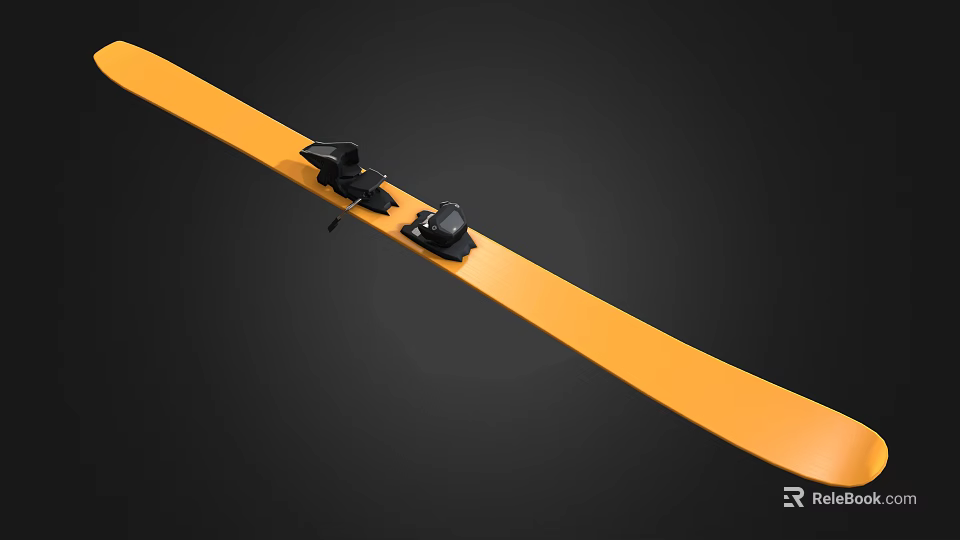 Yellow Snow Ski With Black Bindings And Modern Durable Structure Design 3d model 