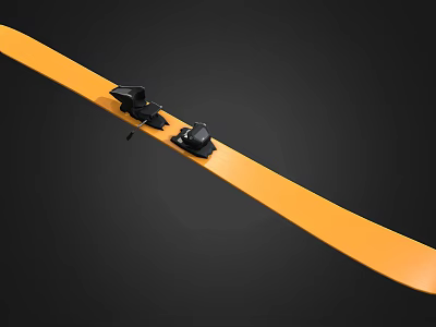 Yellow Snow Ski With Black Bindings And Modern Durable Structure Design 3d model