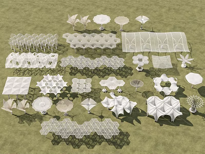 Various Pergola Designs With Intricate Openwork Structures And Geometric Patterns 3d model