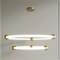 Modern Double Ring Chandelier With Gold Metal Decorative Balls And LED Light