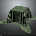 Green Cloth with Soft Texture Draped Over a Cube for Home Decoration 3d model