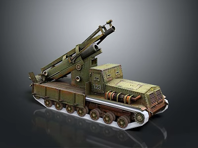 Tracked Military Vehicle With Large Mechanical Arm And Military Green Metal Texture 3d model
