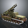 Tracked Military Vehicle With Large Mechanical Arm And Military Green Metal Texture