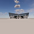 Modern Museum Building Interior With Wooden Flooring Open Space Natural Light And Black Slatted Structures