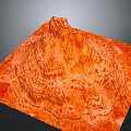 Orange Textured Terrain Model With Elevated Structure And Detailed Surface Features 3d model