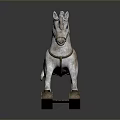 White Wooden Rocking Horse With Brown Saddle For Children's Room Decor