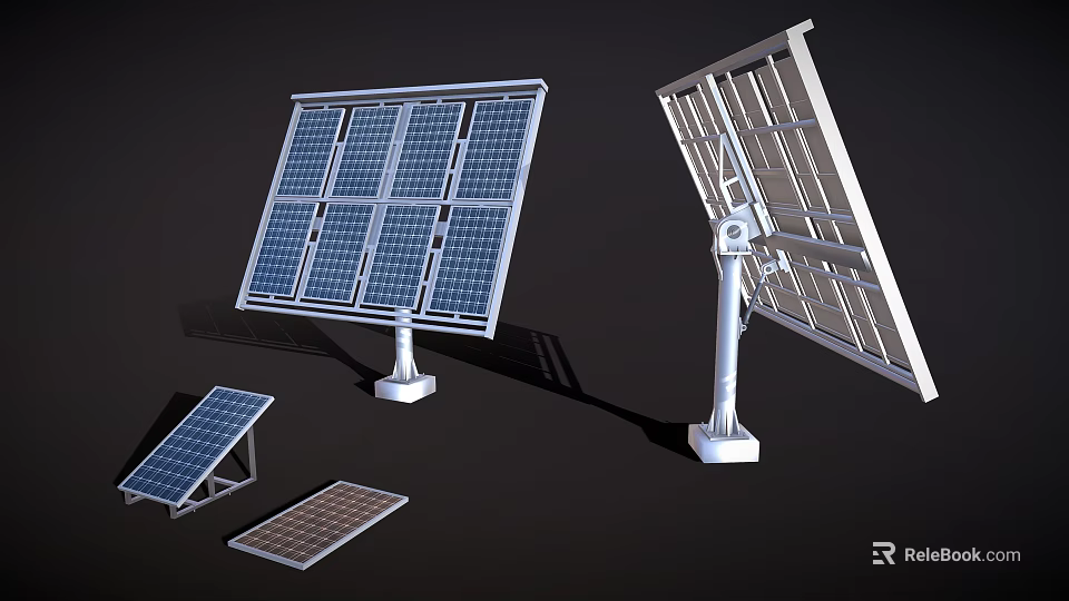 Solar Panel Equipment With Adjustable Mounts And Different Panel Sizes 3d model