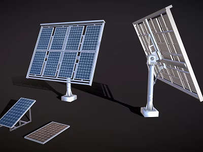 Solar Panel Equipment With Adjustable Mounts And Different Panel Sizes 3d model