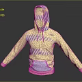 Yellow Hooded Sweatshirt with Gray Stripes Front Pocket and Drawstring Casual Fashion Apparel