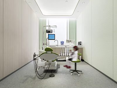 Modern Dental Clinic Interior With Dental Chair And Medical Equipment 3d model