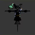 Anthropomorphic Wolf Like 3D Character With Green Glowing Potion Brown Apron And Outstretched Arms