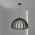 Modern Hemispherical Pendant Light With Black Metal Frame And White Spherical Shade