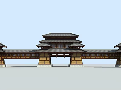 Traditional Chinese Entrance Gate With Classic Wooden Structure Symmetric Design And Multi Layered Roof 3d model
