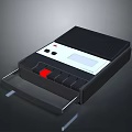 Vintage Computer Tape Drive With Black White Panel Red Button And Display Screen 3d model