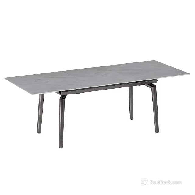 Modern Sleek Gray Marble Dining Table With Black Metal Legs Design 3d model