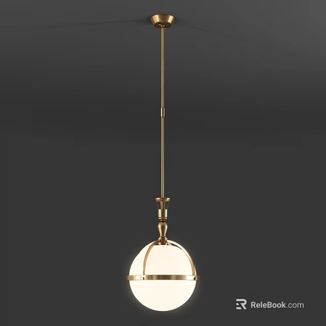 Elegant Modern Golden Pendant Light With Spherical Lampshade And Metal Frame 3d model 