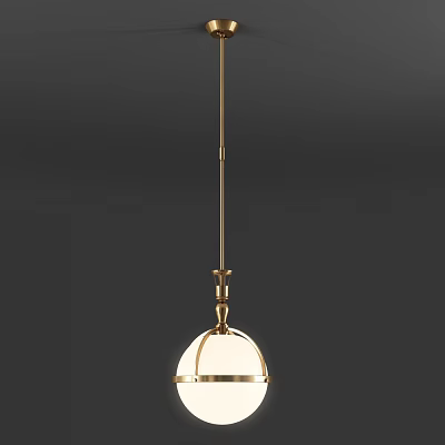 Elegant Modern Golden Pendant Light With Spherical Lampshade And Metal Frame 3d model
