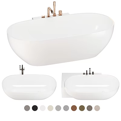 White Modern Freestanding Bathtub Design With Sleek Shape And Faucet Details 3d model