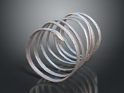 Elegant Modern Metallic Textured Bracelet With Sleek Interlocking Rings Design 3d model