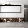 Modern projector projection screen TV cabinet background wall 3d model