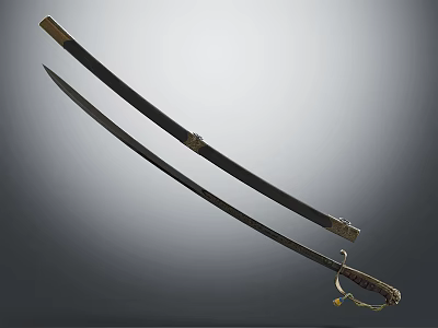 Traditional Japanese Katana Weapon With Black Scabbard Gold Accents Sharp Blade And Ornate Handle 3d model