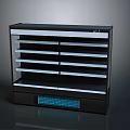 Commercial Display Cabinet With Multiple Shelves Black Design And Blue Bottom Panel