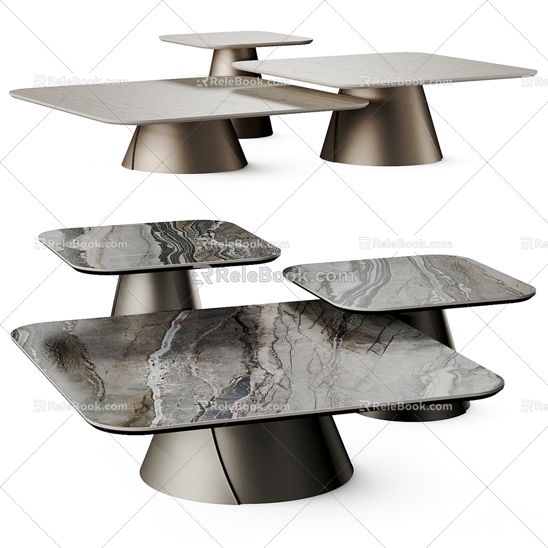 Cattelan metal marble coffee table 3d model