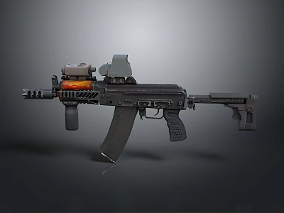 Modern Tactical Rifle With Scope Tactical Light And Ergonomic Grip 3d model