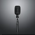 Vintage Retro Microphone With Metal Stand And Grille Head Classic Design For Home Use