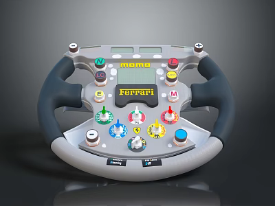 Ferrari MOMO Racing Car Steering Wheel with Control Buttons and Brand Logo 3d model