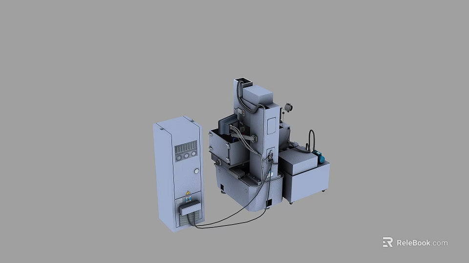 Modern Industrial Equipment with Control Cabinet and Connecting Wires for Precision Machining 3d model 