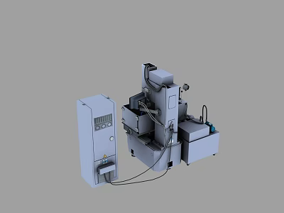 Modern Industrial Equipment with Control Cabinet and Connecting Wires for Precision Machining 3d model