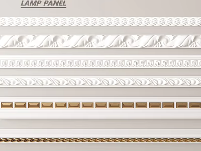 Gypsum Molding With Various Decorative Designs And White Gold Tones For Interior Decoration 3d model