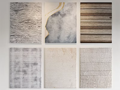 Modern Square Rugs With Various Patterns Including Waves Stripes And Textures 3d model