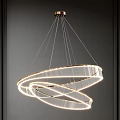 Modern Circular Chandelier with Illuminated Layered Rings and Hanging Cables