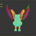 Golden Eagle Shaped Mechanical Figurine With Spread Wings Glowing Eyes And Gemstone Details