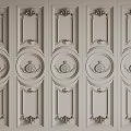 Classic Elegant Wainscoting With Carved Circular Motifs And Panel Frames For Interior Design 3d model
