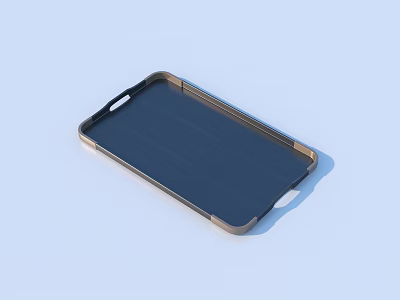 Modern Serving Tray With Dark Surface Metal Frame And Handles 3d model