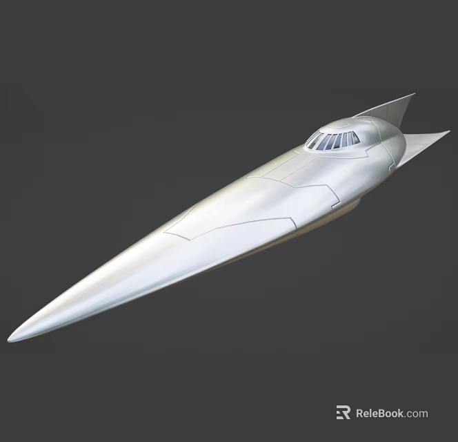 Futuristic Silver Streamlined Aircraft Concept For Supersonic Travel With Aerodynamic Design 3d model 
