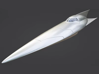 Futuristic Silver Streamlined Aircraft Concept For Supersonic Travel With Aerodynamic Design 3d model
