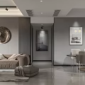 Modern Living and Dining Room Interior Design With Sofa Coffee Table Dining Table And Chairs