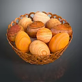 Various Wooden Sports Massage Balls in Woven Basket Fitness Equipment