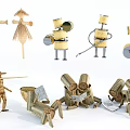 Handmade Straw Models of Agricultural Equipment Featuring Traditional Farm Tools